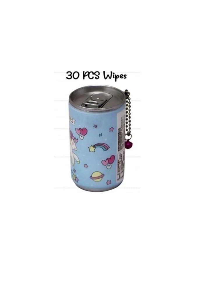 Portable Mini Wet Wipes Dispenser Tin Can with Chain, Travel Size - Assorted Shape And Color (30pcs)