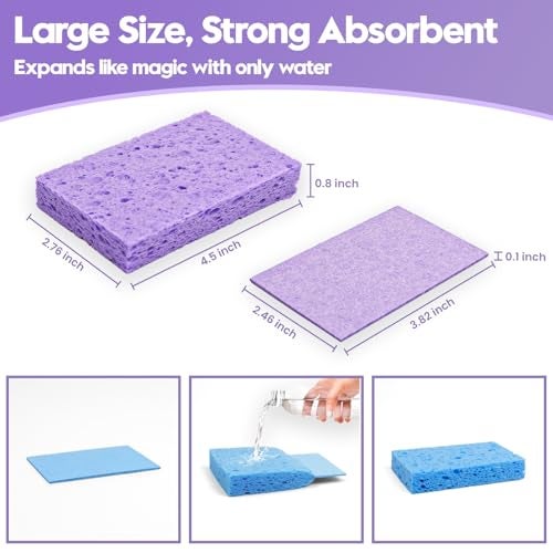 Phafaloop 18 Pack Compressed Cellulose Sponges, 6 Color Assorted Kitchen Cleaning Sponges, Natural Wood Pulp, Scratch-Free, Durable & Reusable, Multipurpose Household & Dishwasher Safe - Image 2