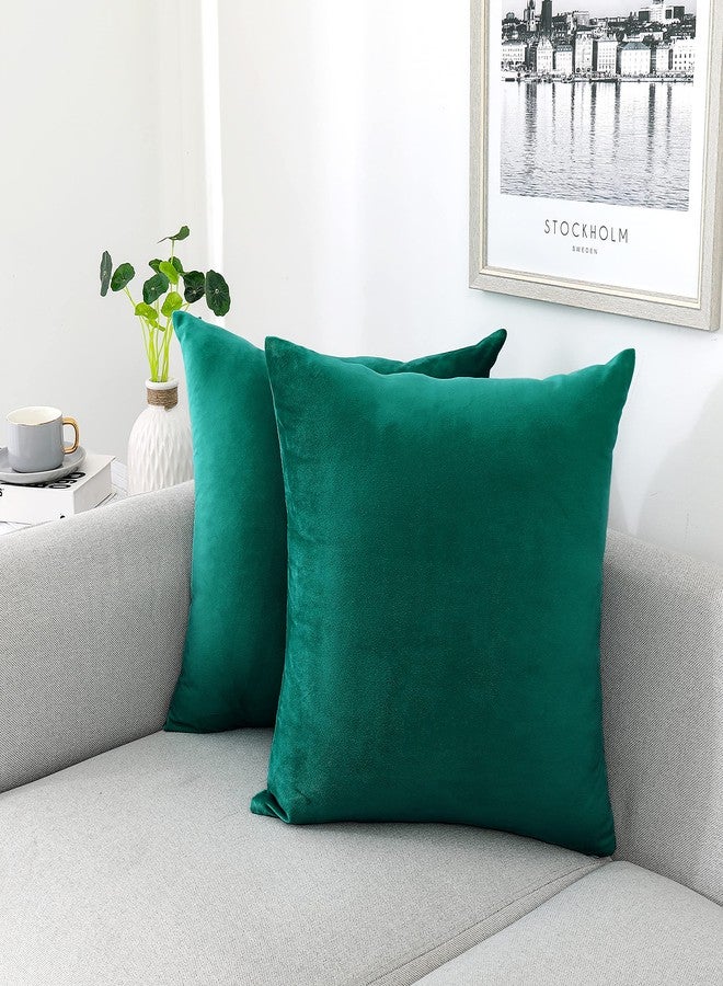 NiNi ALL Decorative Throw Pillow Covers Velvet Soft for Couch Sofa Bedroom Living Room Outdoor Pack of 2 18x18 Inch Teal - Image 1