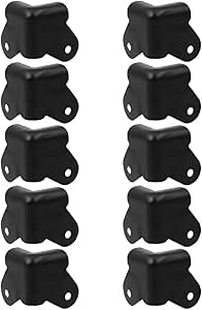 Black Iron Corner Guards 10 Pack Metal Edge Protectors For Furniture Table Audio Equipment - Image 1
