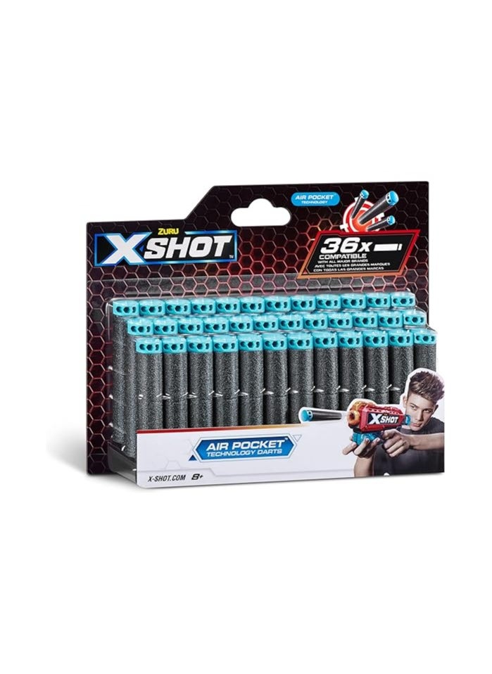زورو إكس-شوت Zuru X-Shot Excel Air Pocket Technology 36 حزمة عبوة من السهام الرغوية متوافقة مع جميع العلامات التجارية الكبرى Blaster ، مسدسات الألعاب  - Image 1