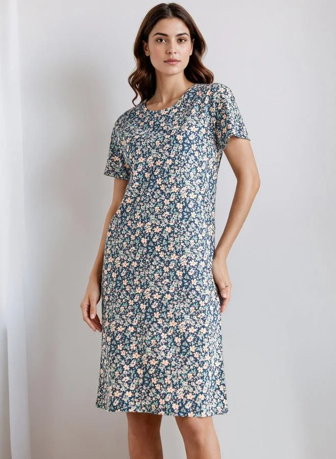 سبلاش فيڤ قميص نوم بطبعة زهور بطول الركبة