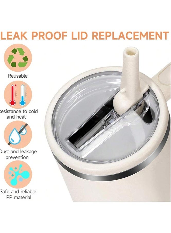 2 Pack 40 Oz Tumbler Flip Straw Lid Replacement Fit For Stanley Quencher Spill Proof Splash Resistant Tumbler Lids Reusable Tumbler Cover For Stanley Cup（White+Grey） - Image 4