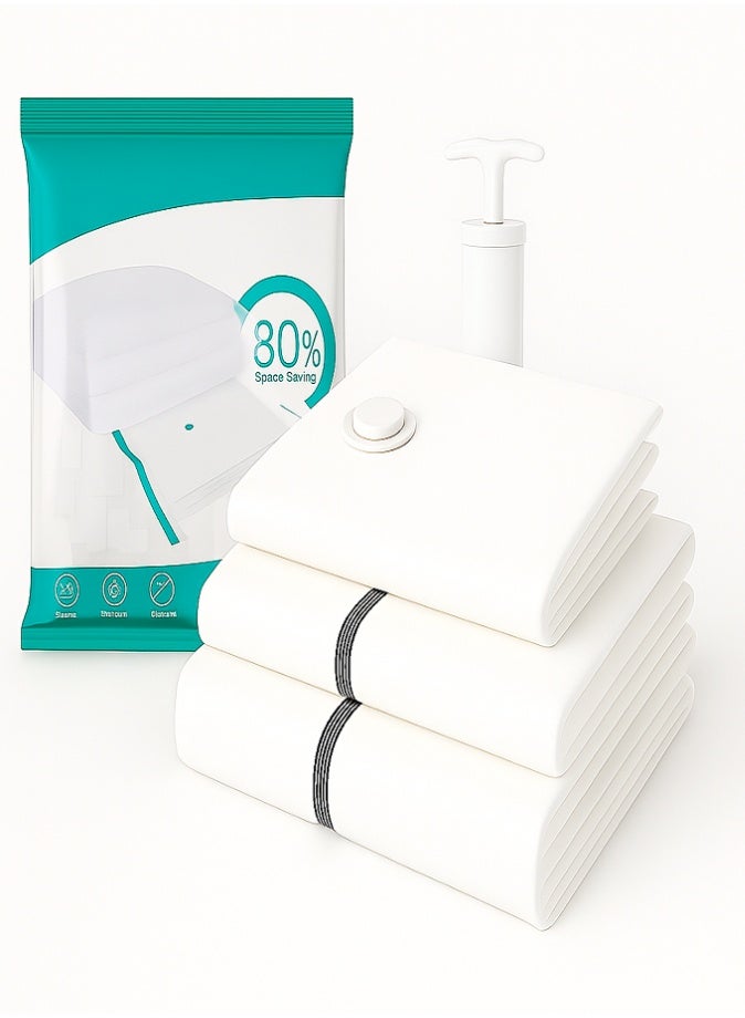 ليفي أكياس تخزين مفرغة من الهواء للملابس والبطانيات وأغطية الأسرة - أكياس تفريغ هواء موفرة للمساحة مزودة بمضخة يدوية | أكياس تخزين مضغوطة قابلة لإعادة الاستخدام (عبوة من 3 أكياس - 1 كبير، 1 لتر، 1 شهر) - Image 1