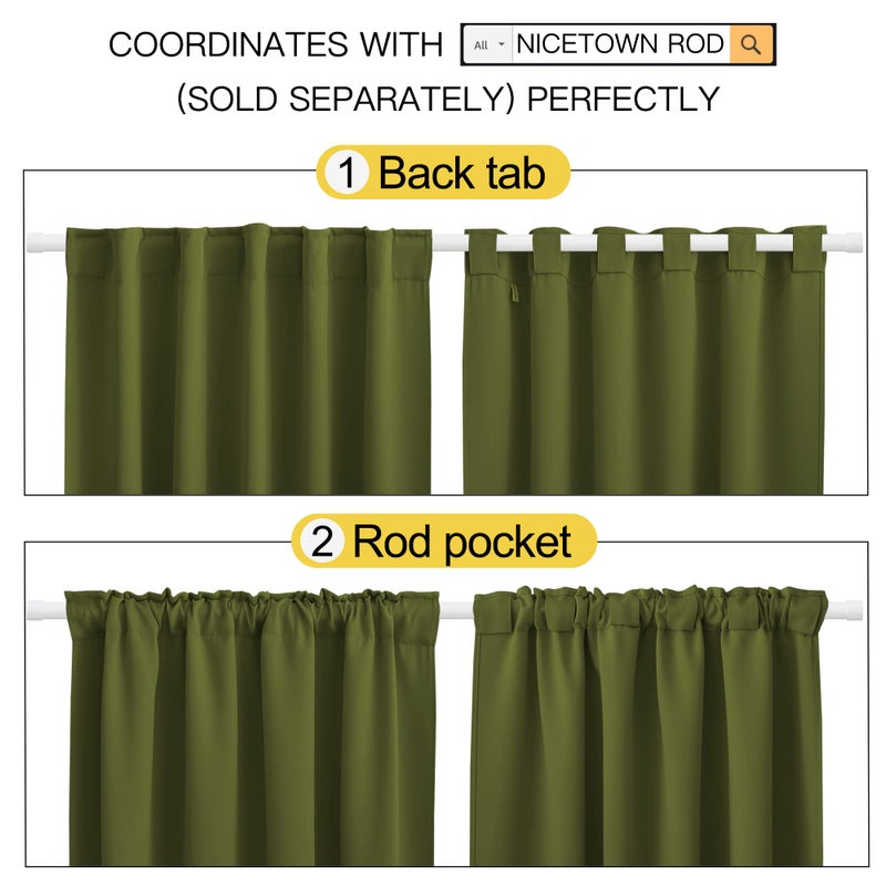 NICETOWN Living Room Blackout Draperies Curtains for Christmas Decorations, (Olive Green Color) W52 x L84, 2 Pieces, Room Darkening Window Blackout Drape Panels - Image 3