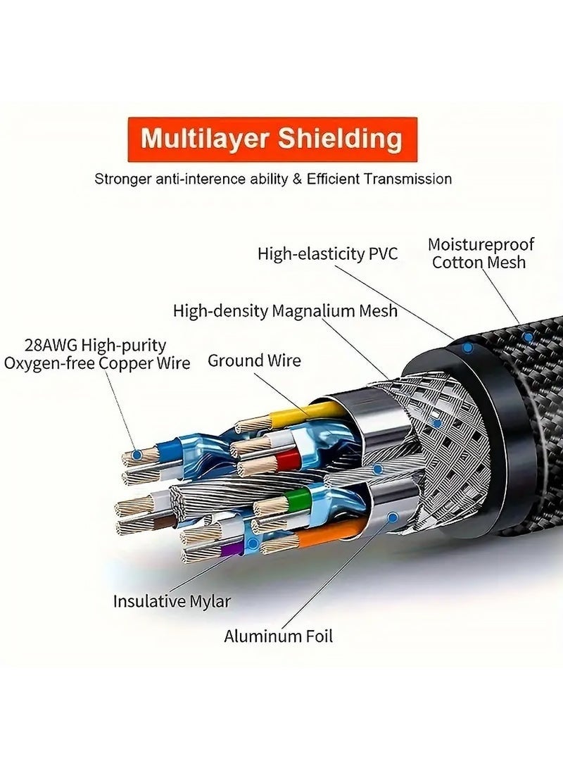 كيلا كابل HDMI 2.1 بدقة 8K بطول 3 أمتار، كابل HDMI عالي السرعة 48 جيجابت في الثانية 8K بتردد 60 هرتز، 4K بتردد 240 هرتز/144 هرتز/120 هرتز، يدعم eARC/Dolby/HDR 10+/HDCP 2.2&2.3، متوافق مع PS5/Xbox Series X/Samsung/LG 8K TV/المسرح المنزلي - Image 5