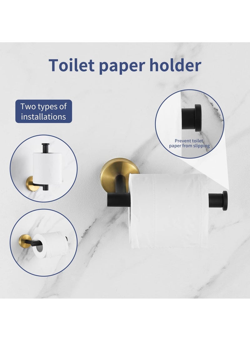 XICEN Bathroom Hardware Set Black Golden 5 Pieces Including 304 Stainless Steel Towel Bar, Towel Ring, Toilet Paper Holder and 2 PCS Towel Hook - Image 4