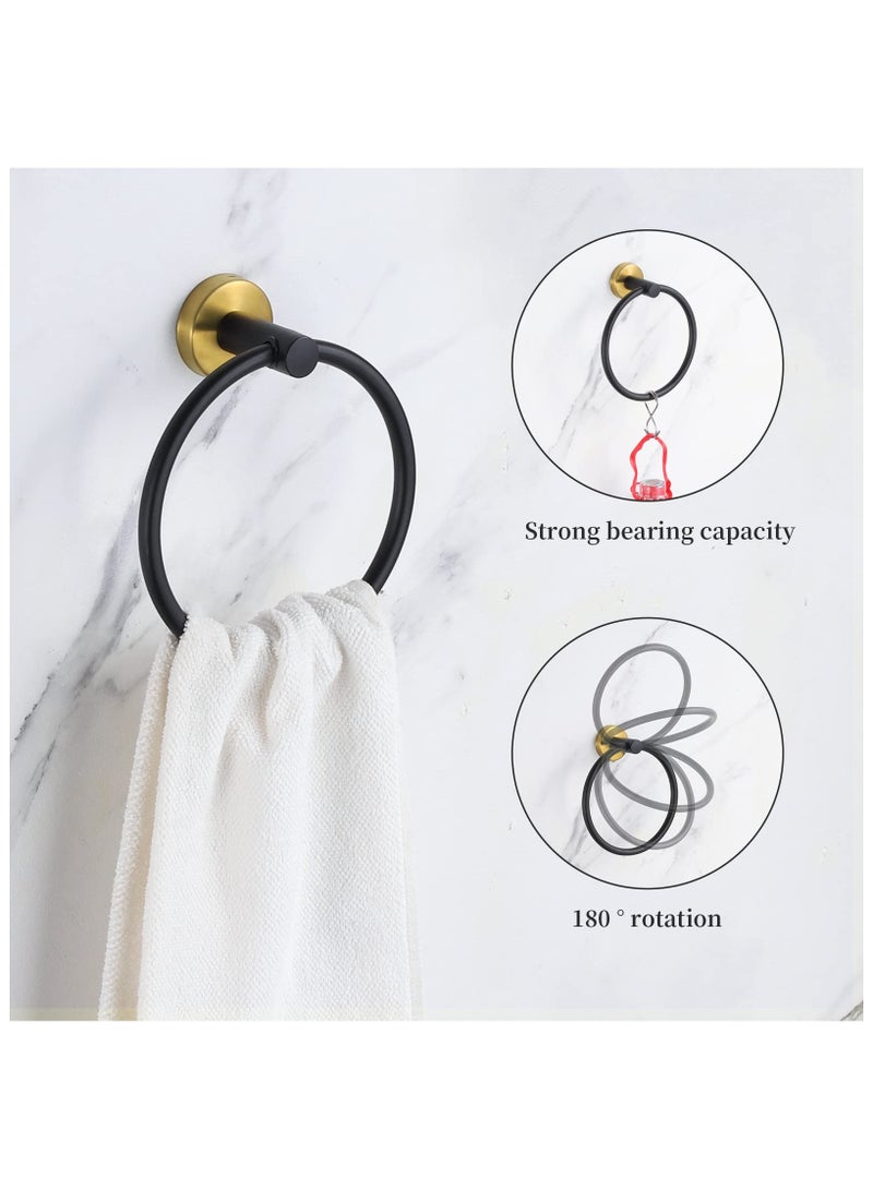 XICEN Bathroom Hardware Set Black Golden 5 Pieces Including 304 Stainless Steel Towel Bar, Towel Ring, Toilet Paper Holder and 2 PCS Towel Hook - Image 5