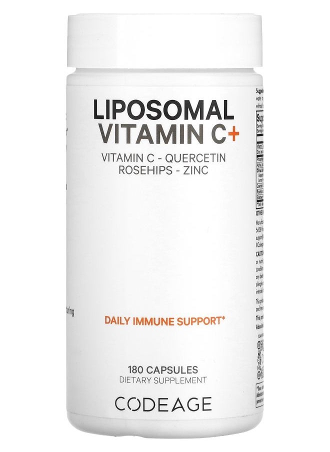 Codeage Vitamins Liposomal Vitamin C+ Vitamin C Quercetin Rosehips Zinc 180 Capsules 
