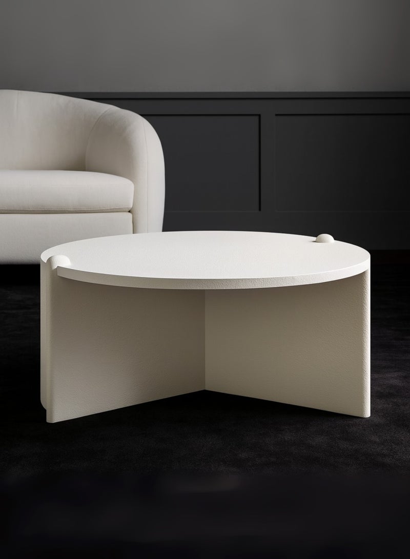 Karnak Glimpse Designer Round Coffee Table – Matte White Cross-Panel Base, Luxury Minimalist Center Table for Living Room, Balcony & Office UAE - Image 1