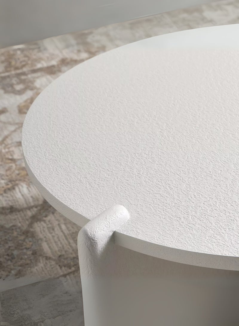 Karnak Glimpse Designer Round Coffee Table – Matte White Cross-Panel Base, Luxury Minimalist Center Table for Living Room, Balcony & Office UAE - Image 2