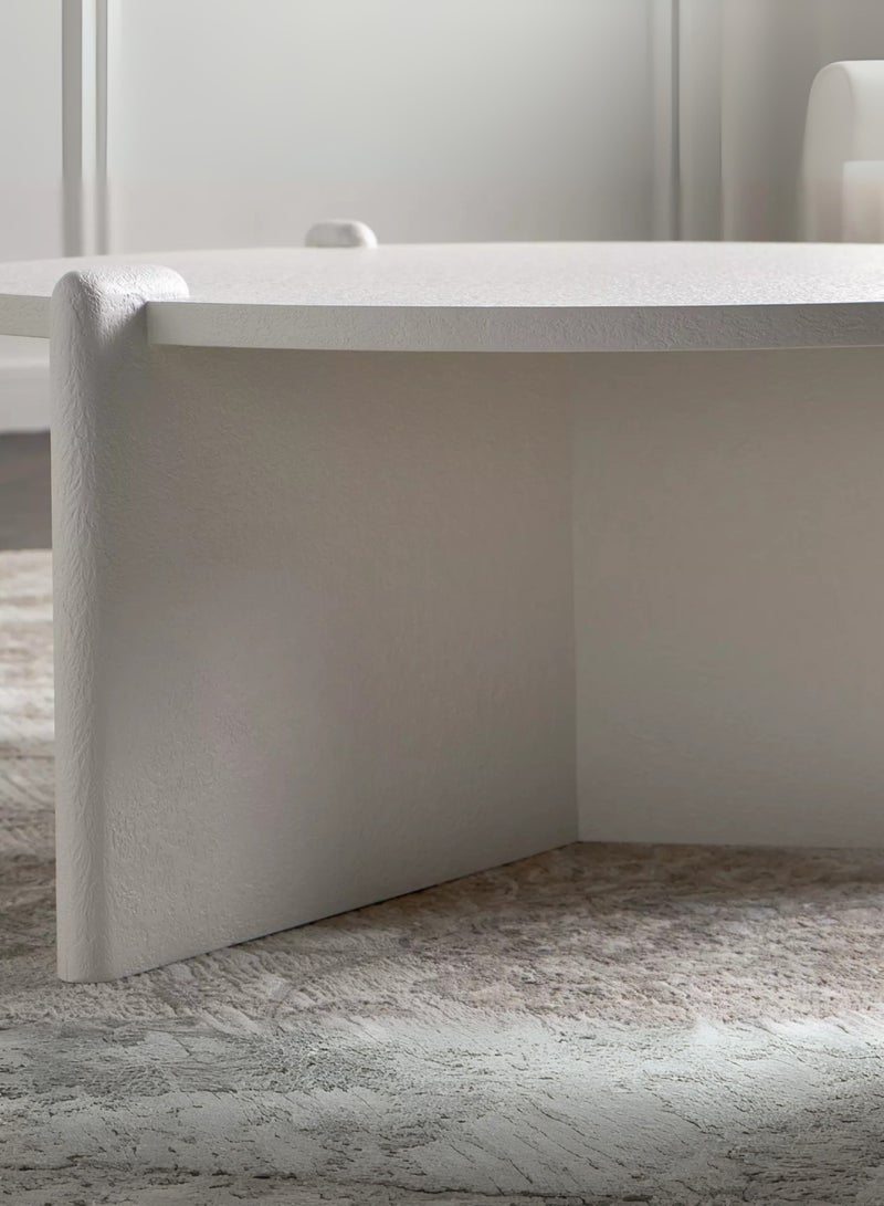 Karnak Glimpse Designer Round Coffee Table – Matte White Cross-Panel Base, Luxury Minimalist Center Table for Living Room, Balcony & Office UAE - Image 3