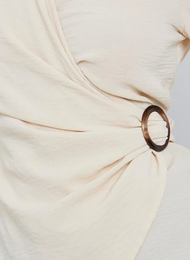 Styli  Women Cream Long Sleeves Wrap Top for Women | Best Price UAE