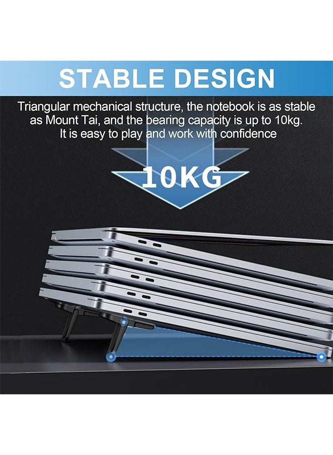 حامل كمبيوتر محمول صغير قابل للطي، 4 قطع، حامل لوحة مفاتيح محمول غير مرئي ذاتي اللصق، قابل للتعديل الارتفاع لأجهزة ماك بوك وديل وإتش بي وأجهزة الكمبيوتر المحمولة الأخرى مقاس 10-17 بوصة (فضي وأسود) - Image 3