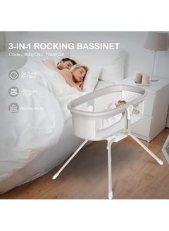 Gonice Gonice 3 in 1 Rocking Bassinet & Baby Bassinet Bedside Crib, One-Second Convert Travel Portable Bassinet Newborn Baby，Baby Cribs,Baby cradle,automatic rocking bed  - Image 3