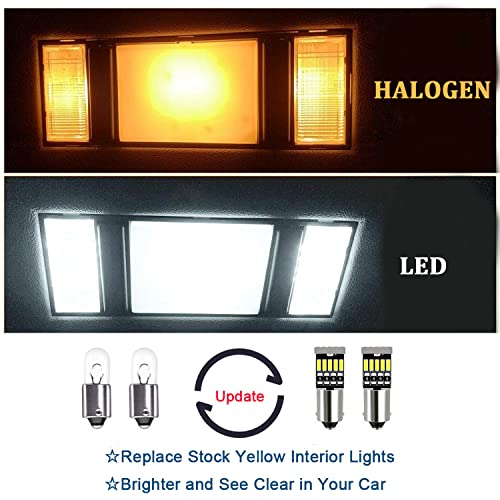 AWALITED 2pcs BA9S Led Car Bulb BA9 1895 1891 53 57 Led Car Bulb, 15SMD 4014 Chips 6000K White 47830 64111 3893 LED Car Bulb for Car Interior Dome Map License Plate Glove Box Light etc (2pcs) - Image 2