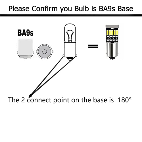 AWALITED 2pcs BA9S Led Car Bulb BA9 1895 1891 53 57 Led Car Bulb, 15SMD 4014 Chips 6000K White 47830 64111 3893 LED Car Bulb for Car Interior Dome Map License Plate Glove Box Light etc (2pcs) - Image 3
