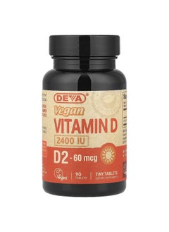 Deva Deva, Vegan Vitamin D2, 60 mcg (2,400 IU), 90 Tablets  - Image 1