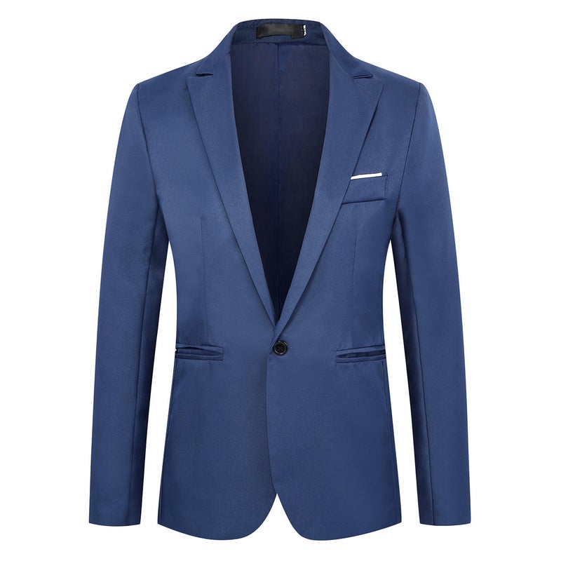 2024 Spring Autumn Trendy Mens Casual Blazer Jacket Sapphire Blue  - Image 1