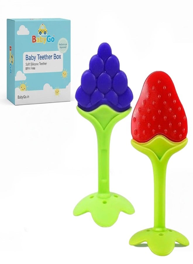 BabyGo Silicone Nipple-Shaped Baby Teether Set | BPA-Free Organic Gum Soother for Newborns & Infants | Gentle Oral Comfort & Teething Relief Toy, Safe for Chewing (Pack of 2, Multicolor)