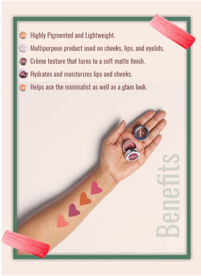 Guduchi - Ayurveda 3 in 1 Tint | Creme Tint for Lip, Cheek and Eye | 4 Shades - High Pigmentation and Lightweight | Hydrating and Moisturizing Formula | with Vitamin E, Castor Oil  and Three types of Wax | Free from Paraben, Mineral Oils, Silicones and Cruelty - Image 1