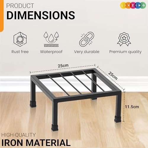 Livzing Metal Plant Stand-Iron Stand for Indoor & Outdoor Planters, Pot Stand for Plants, Durable & Stylish - Perfect for Balcony, Terrace-(Pack of 4-Black) - Image 2