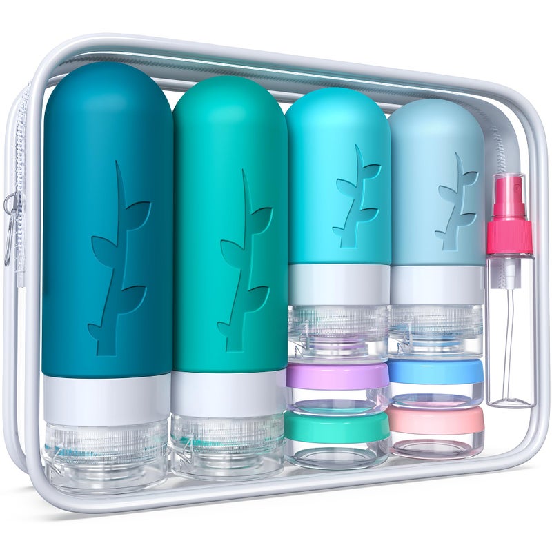 Tocelffe 18 Pack Travel Bottles for Toiletries - TSA Approved Silicone Containers, Leak Proof Refillable Liquids Shampoo & Conditioner Essentials - Image 1