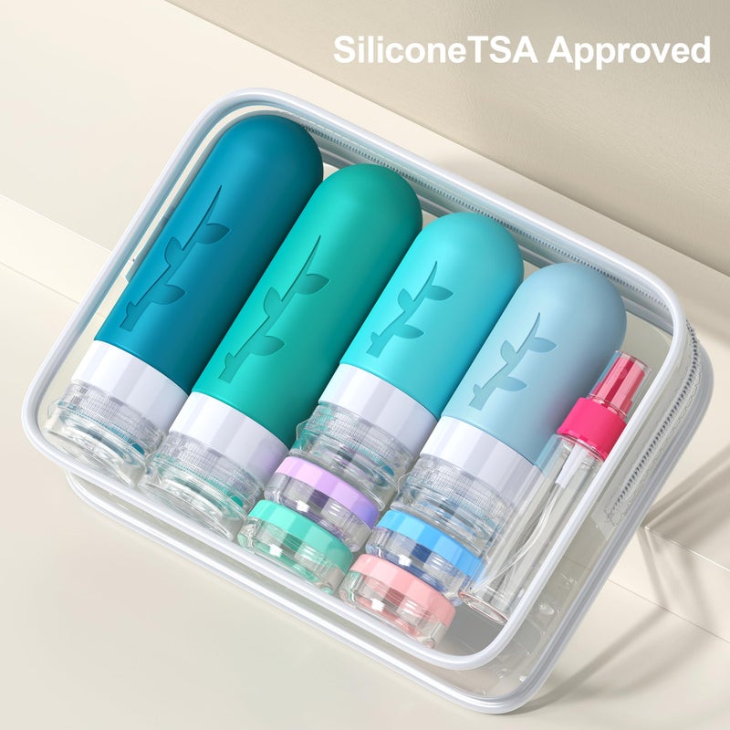 Tocelffe 18 Pack Travel Bottles for Toiletries - TSA Approved Silicone Containers, Leak Proof Refillable Liquids Shampoo & Conditioner Essentials - Image 5