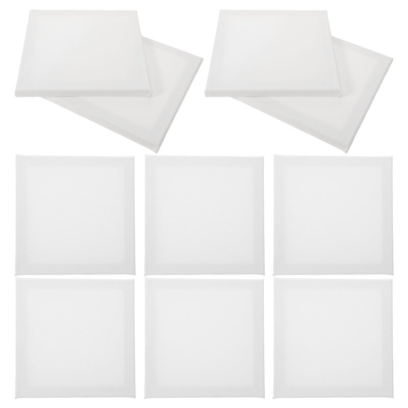 10pcs Stretched Canvases for Painting - 8x8 - Thick Wood Frame Blank Canvas - Art Cotton Painting Frame for Beginners Artists Oil/ Pouring - Image 1