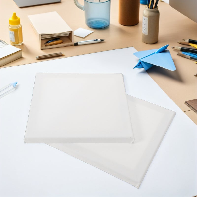 10pcs Stretched Canvases for Painting - 8x8 - Thick Wood Frame Blank Canvas - Art Cotton Painting Frame for Beginners Artists Oil/ Pouring - Image 4