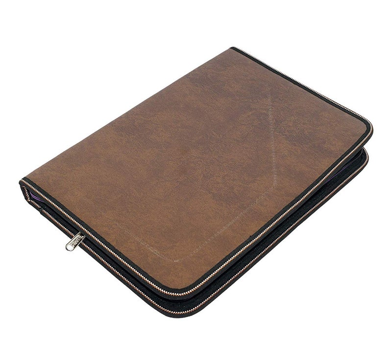 VERAT File Folder/Certificates/Documents Holder/Document Bag/Portfolio/Expanding File/Executive File/Coloured File Folders/Leaf/Leather/Executive Folder/Multipurpose(Coffee Brown) - Image 1