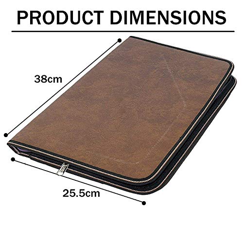 VERAT File Folder/Certificates/Documents Holder/Document Bag/Portfolio/Expanding File/Executive File/Coloured File Folders/Leaf/Leather/Executive Folder/Multipurpose(Coffee Brown) - Image 4