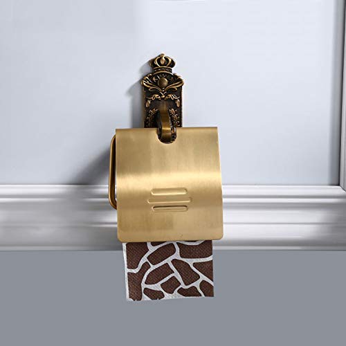 Plantex Antique Aluminum Toilet Paper Holder/Tissue Paper Roll Holder/Toilet Paper Holder Roll Holder for Bathroom Accessories (Brass-Antique) - Image 3