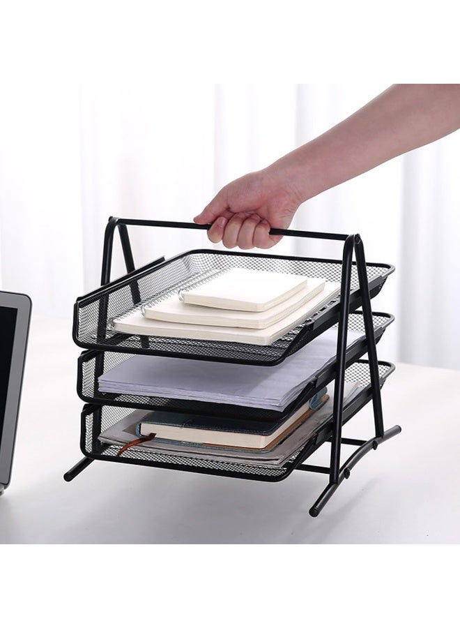ECVV Desk Deposit Tray 2 Layer A4 Metal tray Office Desk Organiser Paper office Mesh Document Basket File Paper Tray Letter Organiser Holder Desktop Accessories - Image 4
