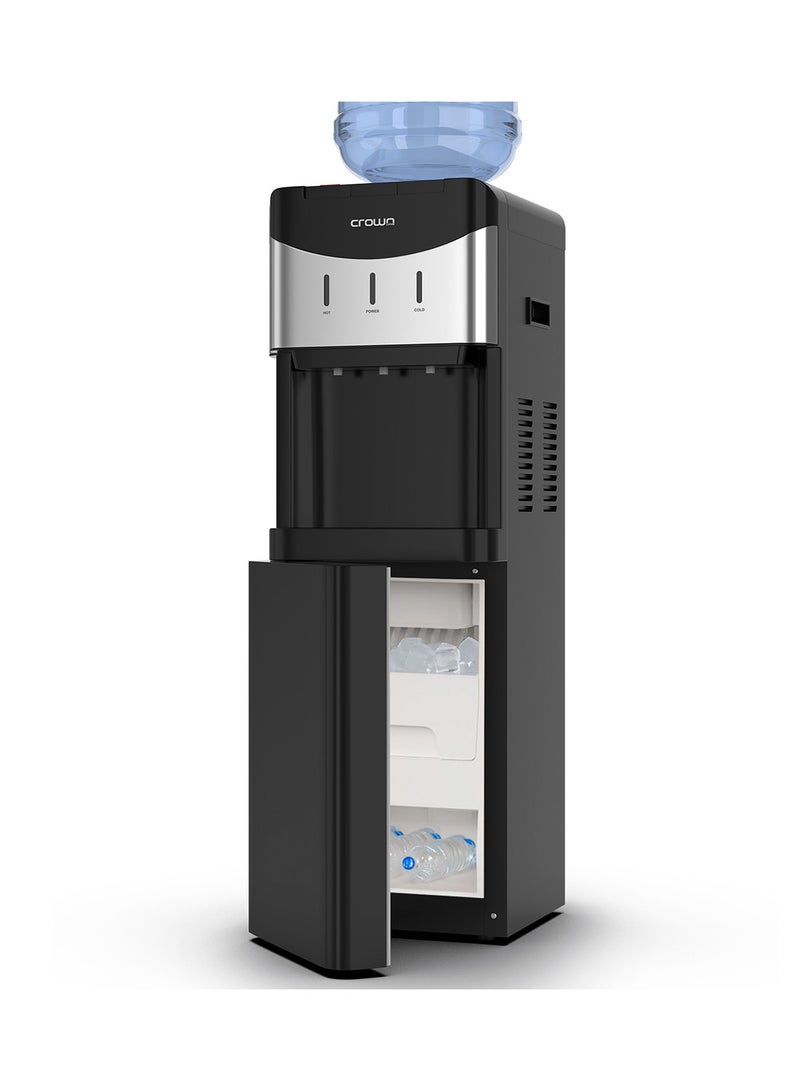 Crownline WD-464 Top Load Water Dispenser with Built-In Ice Maker (10–15 kg/24 hrs), Hot, Cold & Room Temperature Water, Compact Design with Small Storage Cabinet Crownline WD-464 Water Dispenser with built-in Ice Maker black - Image 1