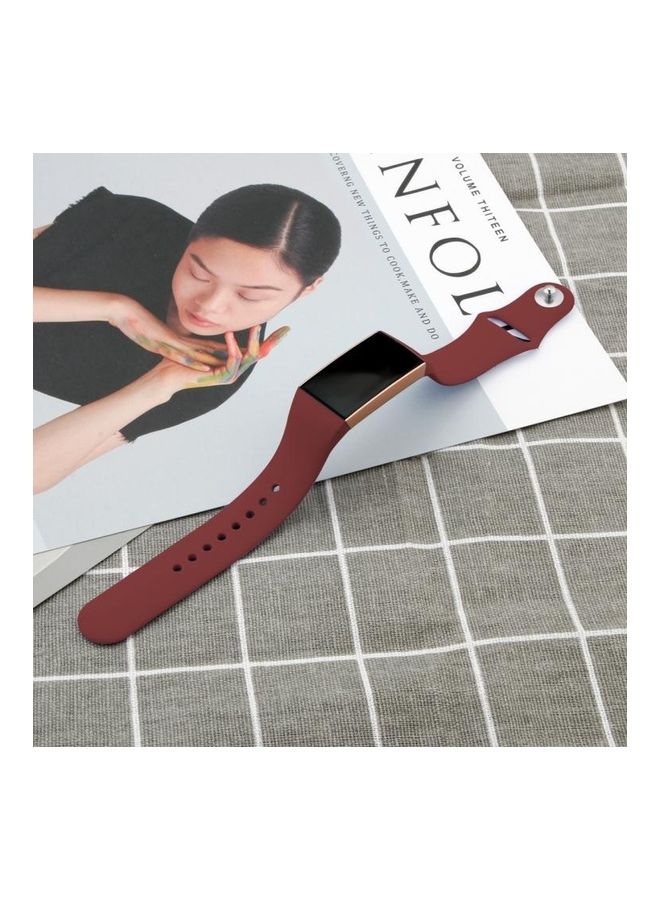 NIBEMINENT Silicone Strap Band For Fitbit Charge 3 Red Wine - Image 4