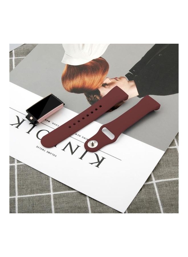 NIBEMINENT Silicone Strap Band For Fitbit Charge 3 Red Wine - Image 5