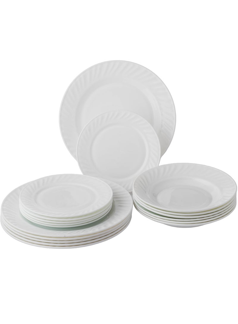 Dania Arcopal White Dinner Set, 18 Pieces, Serves 6 People - Image 1