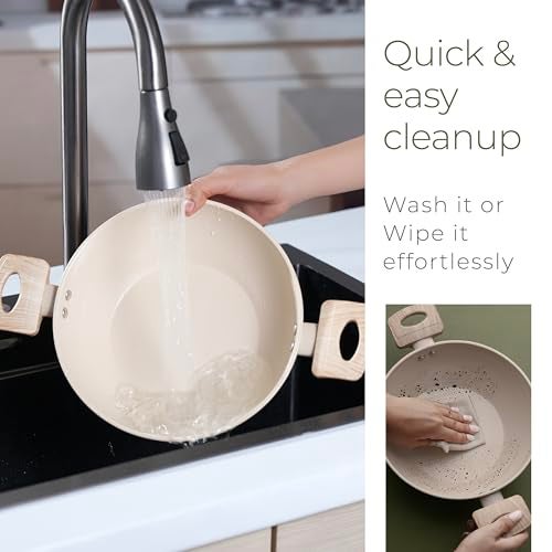 Lifelong 3 Piece Forged Cookware Set With Common Lid |2.2L Kadhai with Lid 24cm |Ceramic Coated |1.4L Fry Pan 24cm | 1.2L Tawa 26cm |Induction & Gas Compatible | Non-Riveted Handle | Non-Stick Coating - Image 2