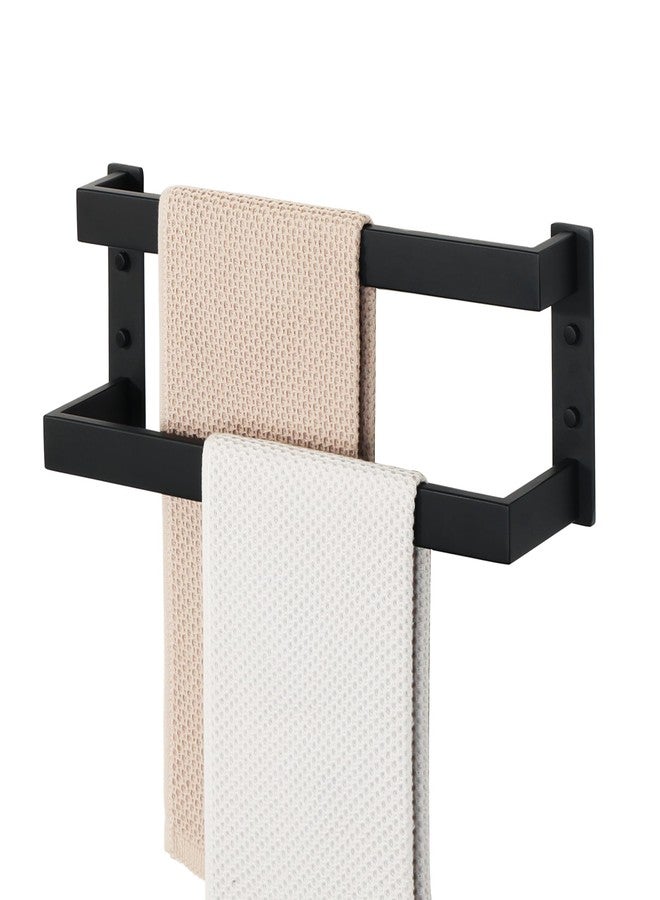 Alise Double-Layer Towel Bar, Matte Black Towel Racks for Bathroom Wall Mounted, Stainless Steel Bathroom Towel Holder, Modern Space Saving Towel Rod, 16" - Image 1