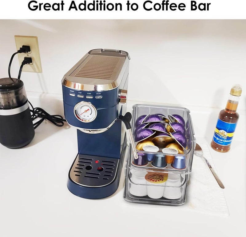 Famaster Clear Coffee Pod Holder for Counter, Transparent Coffee Pod Drawer for K Cups, Coffee Pod Storage Organizer Compatible with Nespresso Vertuo 38 Large or 52 Small Pods & Keurig Pods, 2 Tiers - Image 3