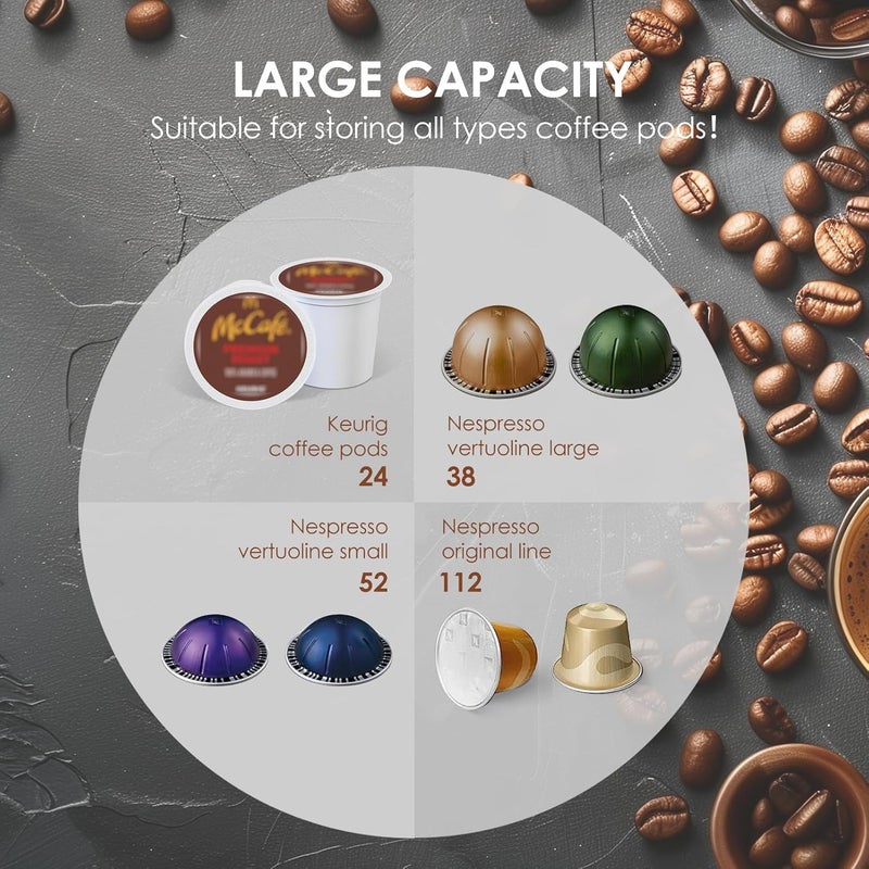 Famaster Clear Coffee Pod Holder for Counter, Transparent Coffee Pod Drawer for K Cups, Coffee Pod Storage Organizer Compatible with Nespresso Vertuo 38 Large or 52 Small Pods & Keurig Pods, 2 Tiers - Image 4