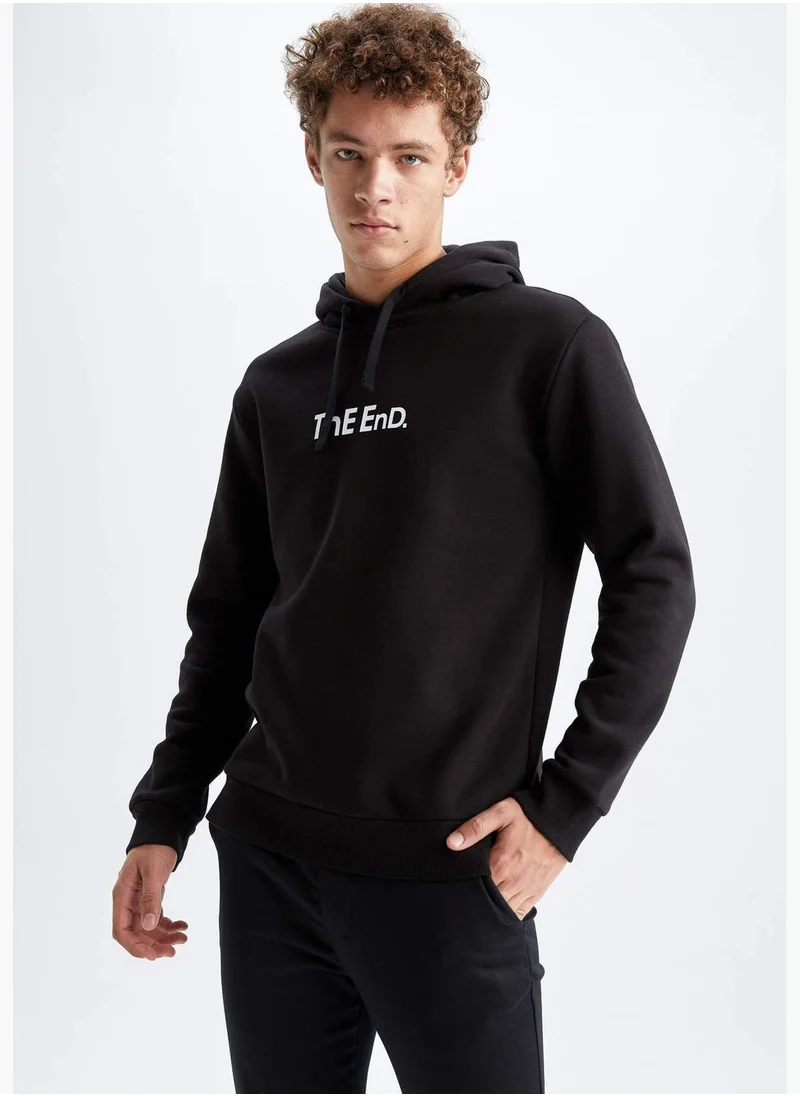 DeFacto Man Regular Fit Hooded Long Sleeve Knitted Sweatshirt