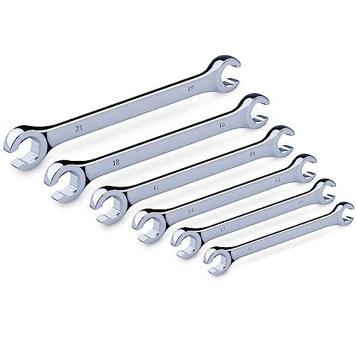 EFFICERE 6-Piece Double-End Metric Flare Nut Wrench Set with Rack, Size 9, 10, 11, 12, 13, 14, 15, 16, 17, 18, 19, 21mm | Cr-V Steel, 6-Point Head, Best Line Wrench for Fuel, Brake, Air Conditioning - Image 2