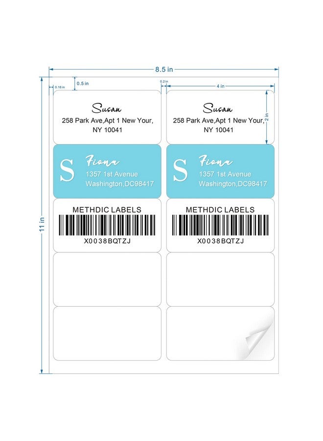 Methdic Shipping Labels 2"×4" 300 Labels Sticker Paper For Laser/Ink Jet Printer Mailing Labels 8.5"*11" White 10 Per Sheet - Image 2