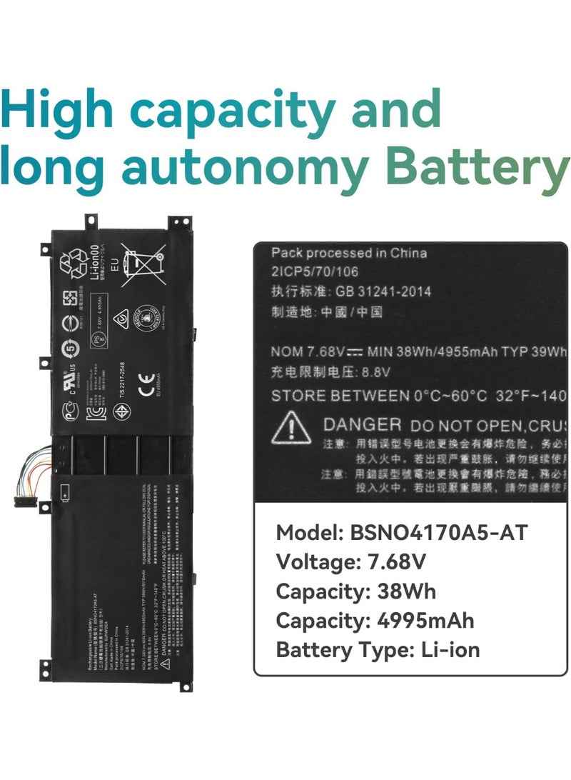 Terabyte 38Wh BSNO4170A5-AT Laptop Battery for Lenovo Ideapad Miix 510-12ISK 510-12IKB 520-12IKB 80U1 80XE 81CG 20M3 80U1000NGE 80U1000VSP 20M3000LGE LGE H5B10H5L67278 5B10L68713 BSNO4170A5-LH - Image 2