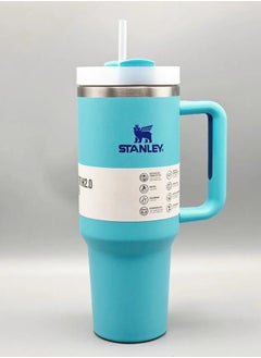 ستانلي Stanley Quencher H2.0 FlowState Stainless Steel Vacuum Insulated Tumbler with Lid and Straw for Water, Iced Tea or Coffee, Smoothie and More, blue Quartz Swirl, 40 oz  - Image 1