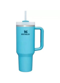 ستانلي Stanley Quencher H2.0 FlowState Stainless Steel Vacuum Insulated Tumbler with Lid and Straw for Water, Iced Tea or Coffee, Smoothie and More, blue Quartz Swirl, 40 oz  - Image 2