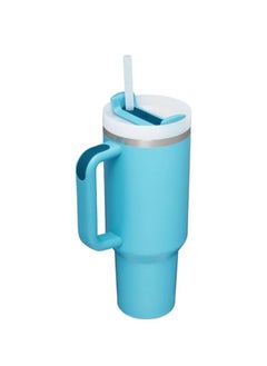 ستانلي Stanley Quencher H2.0 FlowState Stainless Steel Vacuum Insulated Tumbler with Lid and Straw for Water, Iced Tea or Coffee, Smoothie and More, blue Quartz Swirl, 40 oz  - Image 3