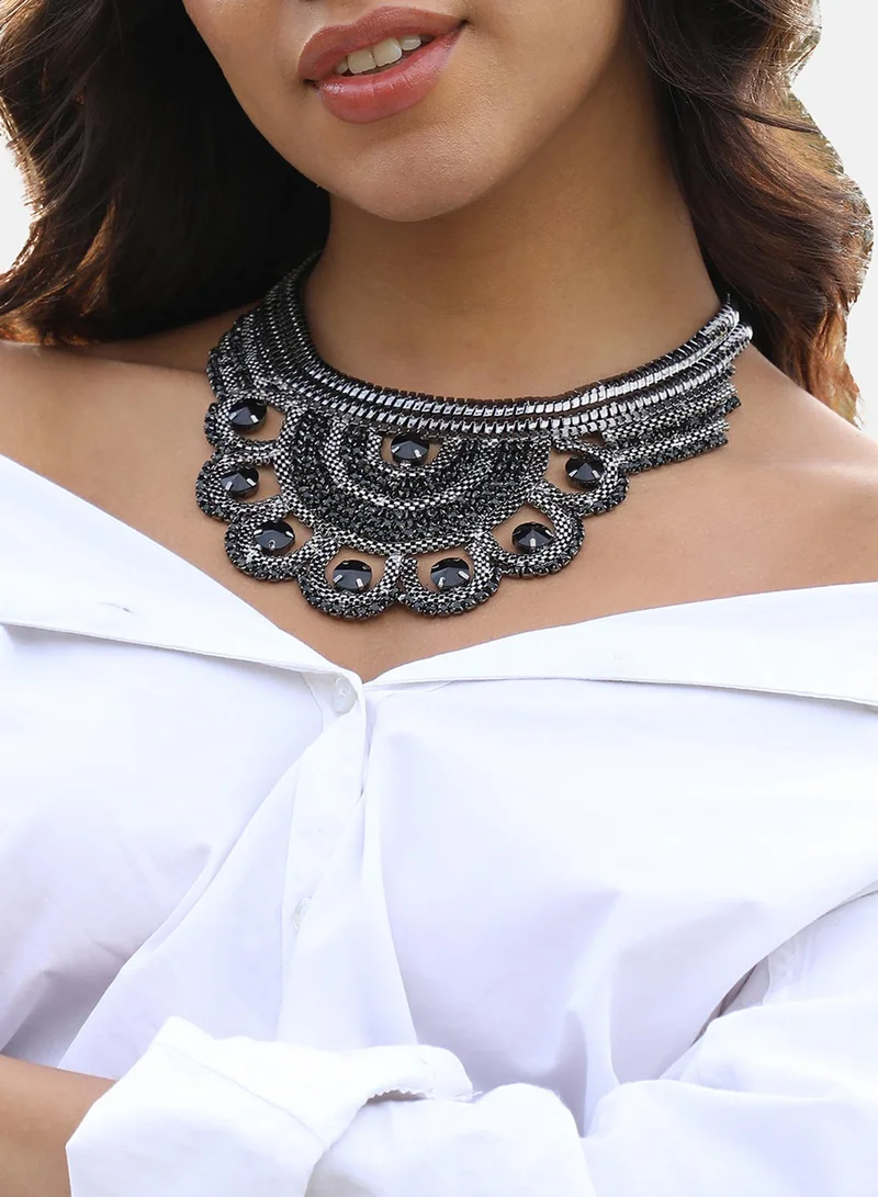 SOHI Chunky Crystal Artificial Necklace Jewellery